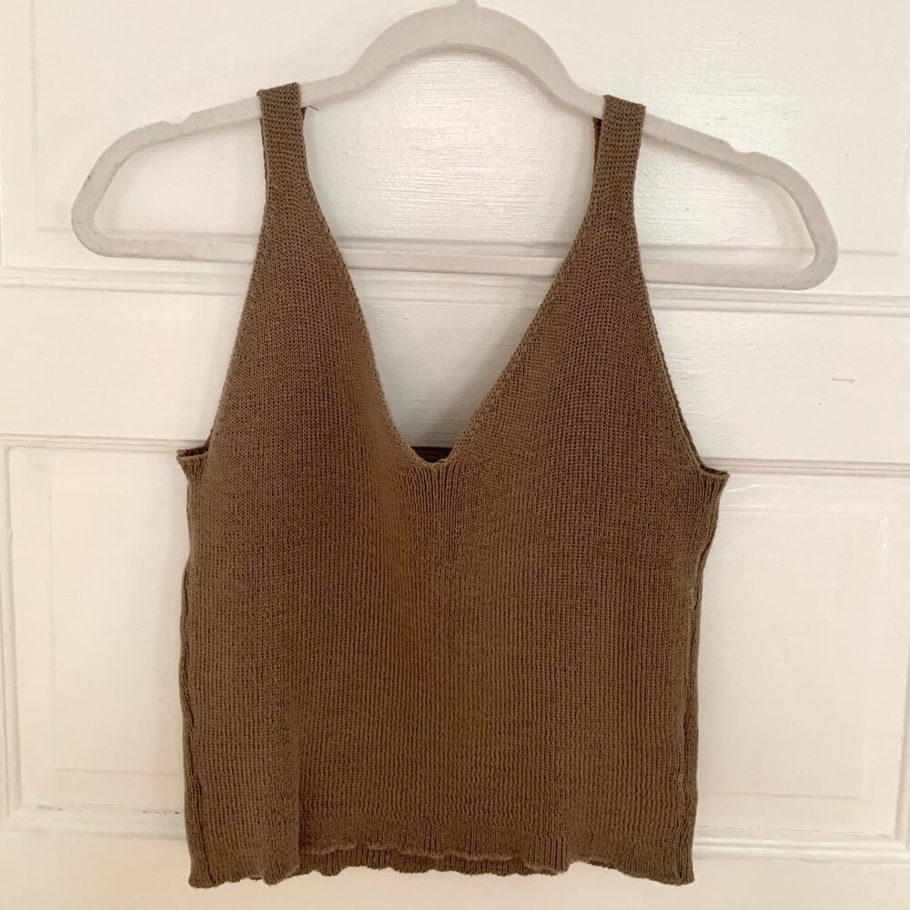 Women's V-Neck Rib Knit Sweater Tank Top
